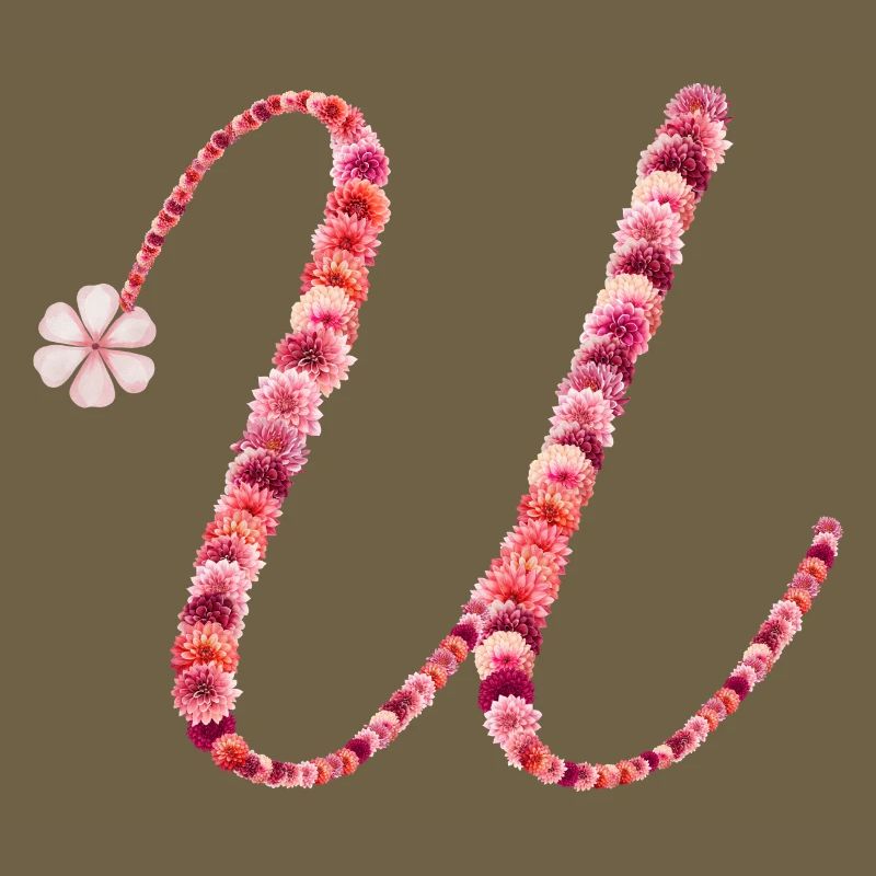 Romantisches Blumenmonogramm "U"