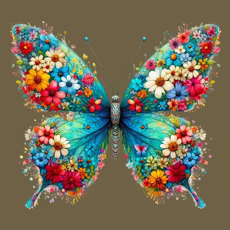 Papillon décoré de fleurs