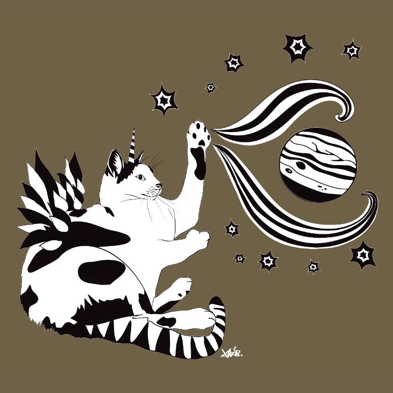 Chat de l’espace dans la danse des planètes