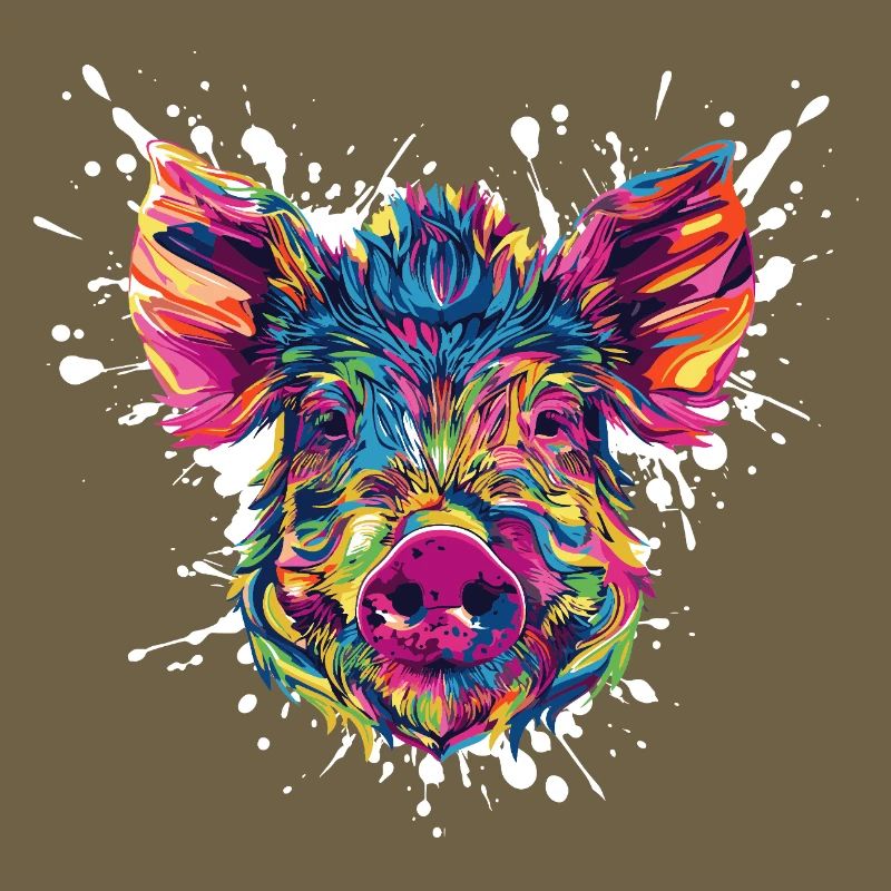 Colour explosion pig's head