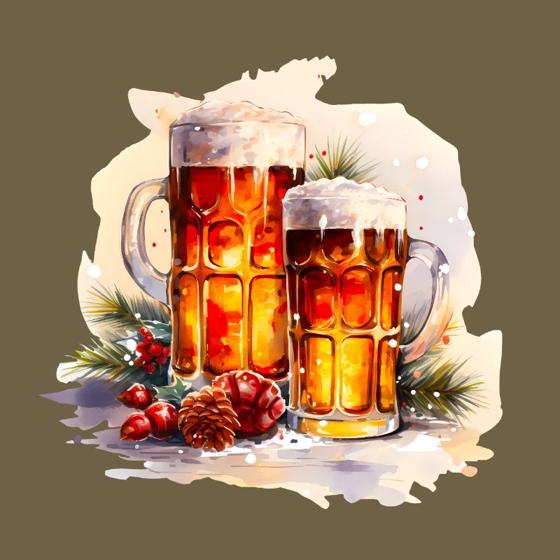 Aquarell Bier im Schnee
