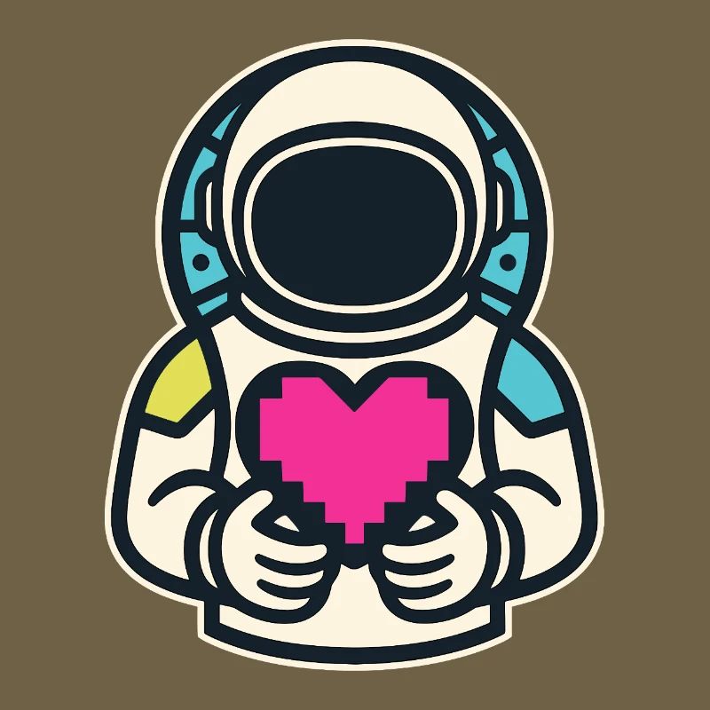 Astronaut mit Pixelherz