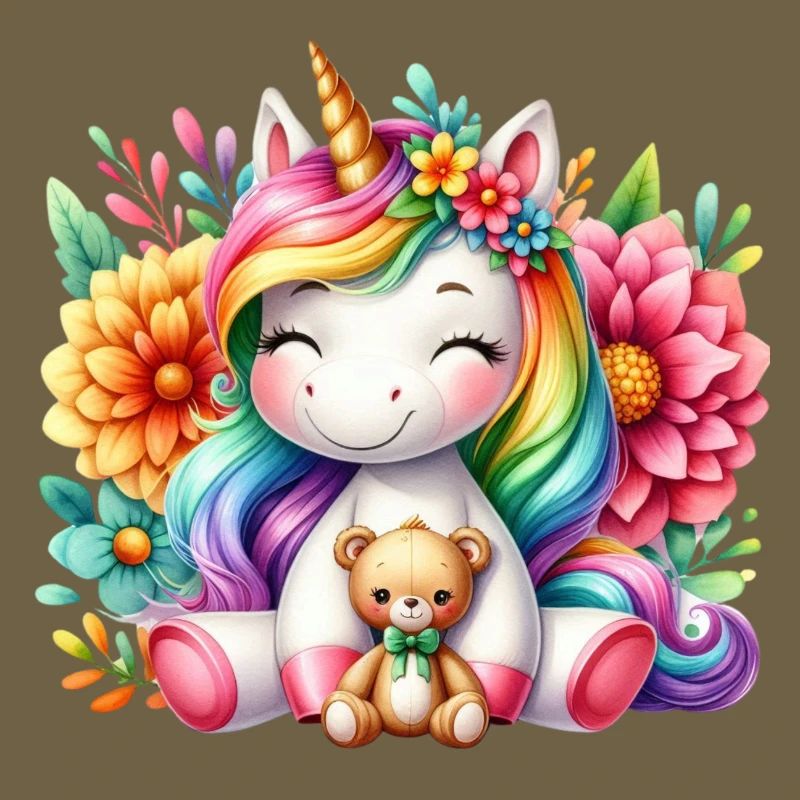 Regenbogen Einhorn Blumentraum