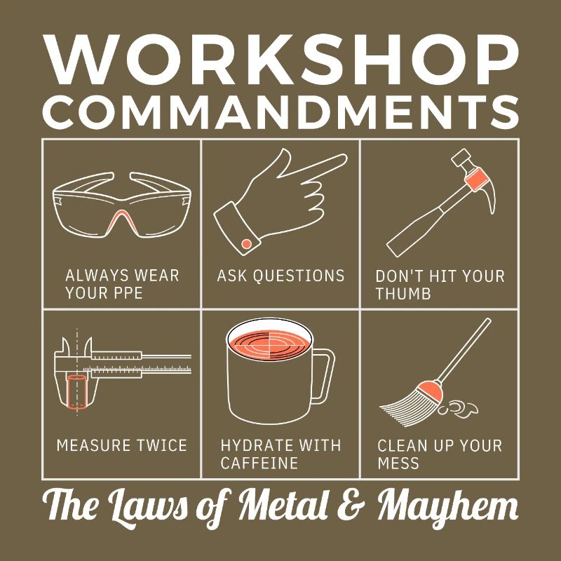 Workshop Rules, Sarcastic Machinist & Engineer Tee