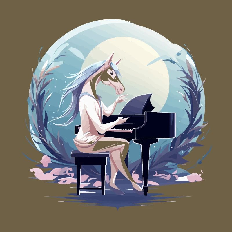 Mondschein-Einhorn am Klavier