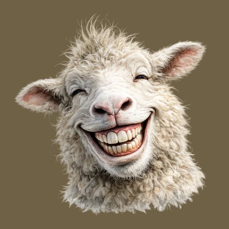 Fröhliches Schaf Lächeln