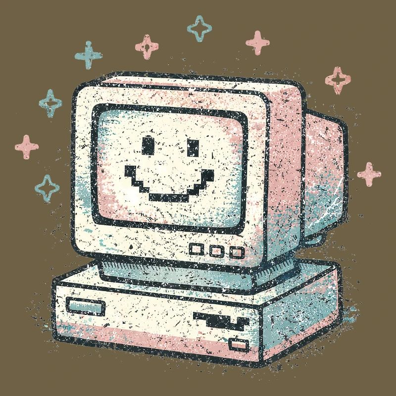 Süßer Retro-Computer Vintage 80s Tech Style