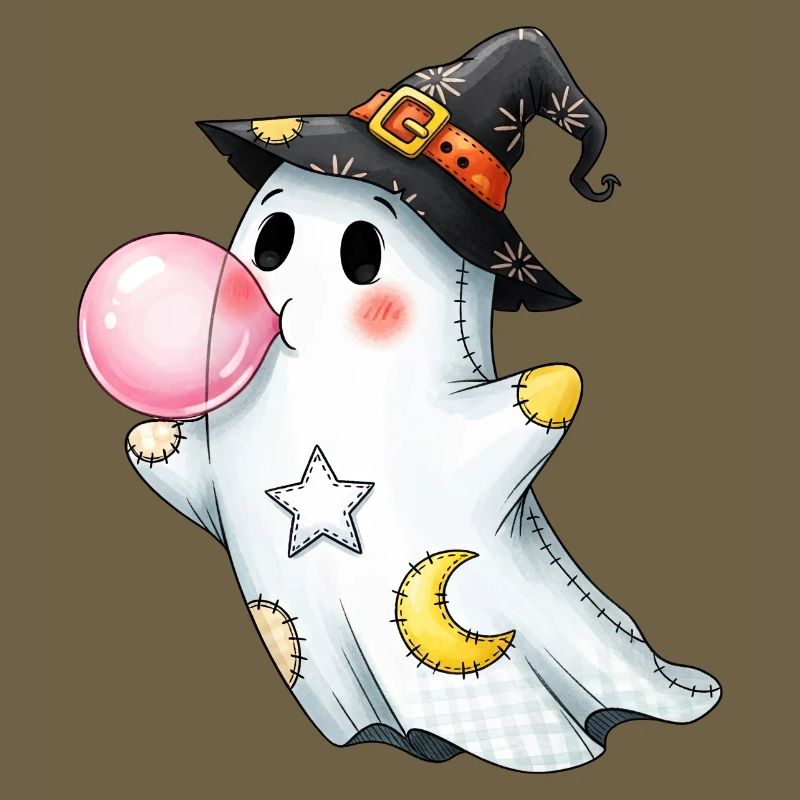 Patchwork Cartoon Geist mit Kaugummiblase