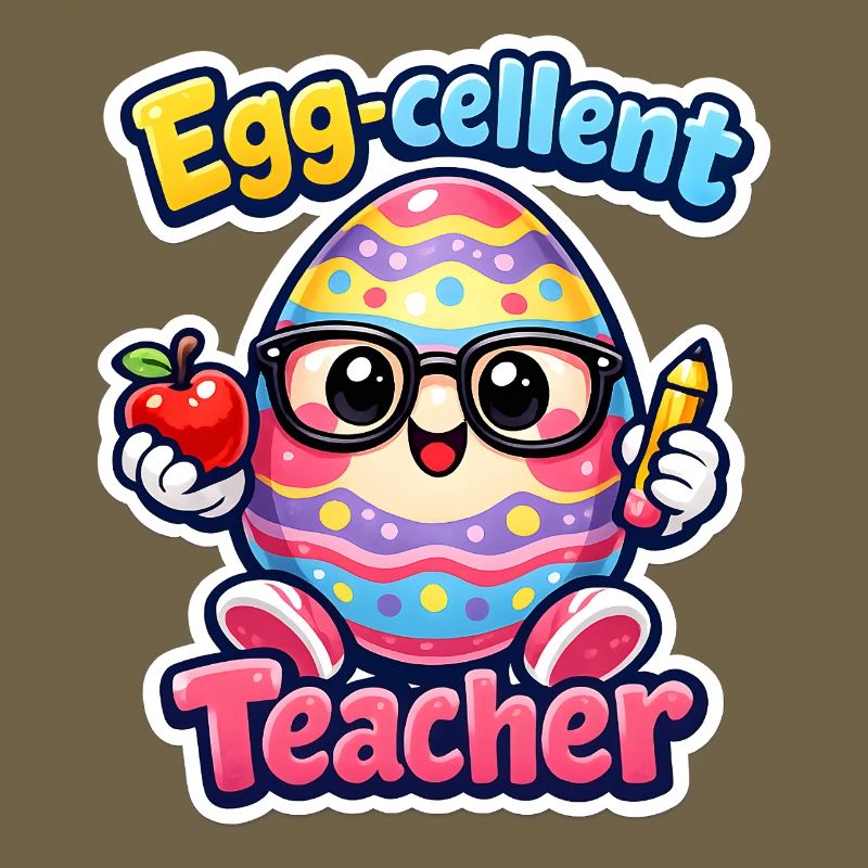 Eggcellent Teacher Cartoon Easter Egg