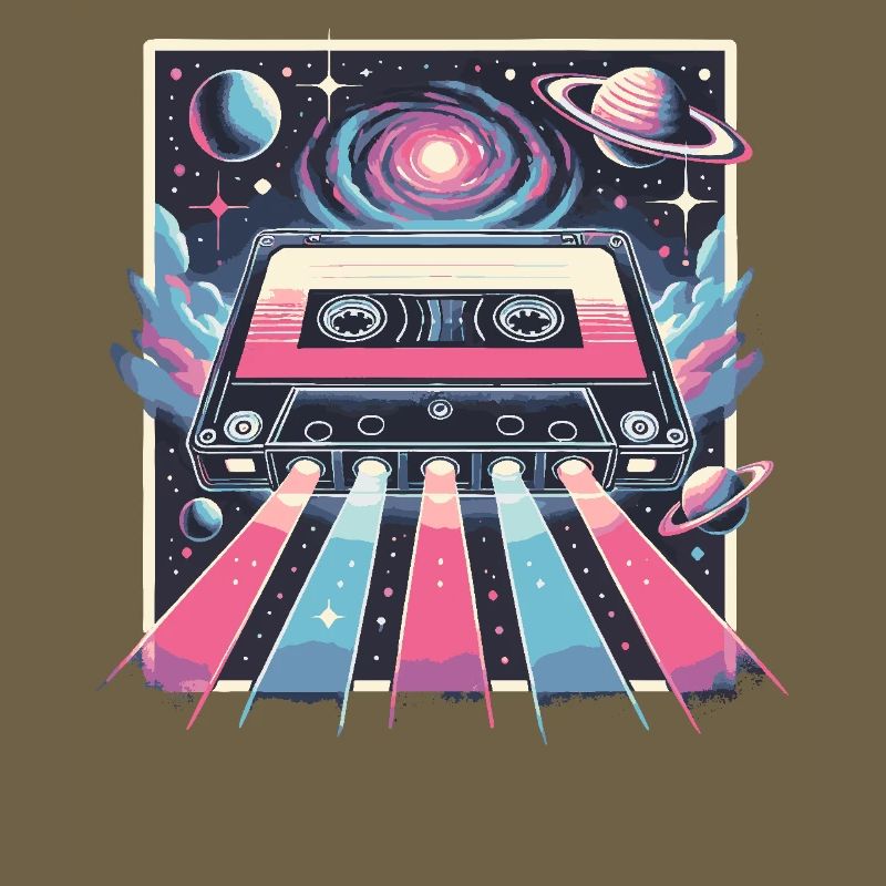 Retro Cassette Space Neon Galaxy
