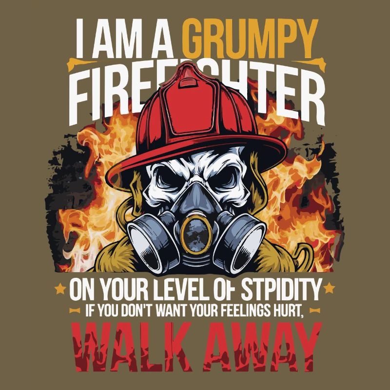 Grumpy Firefighter Skull Design