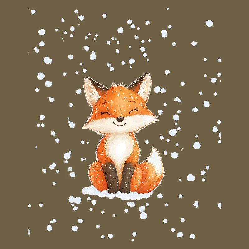 Fuchs mit Schneeflocken