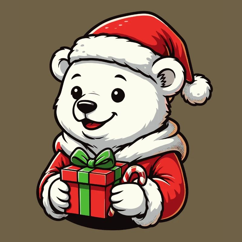 Weihnachts Eisbär mit Geschenk – süßes Xmas Motiv
