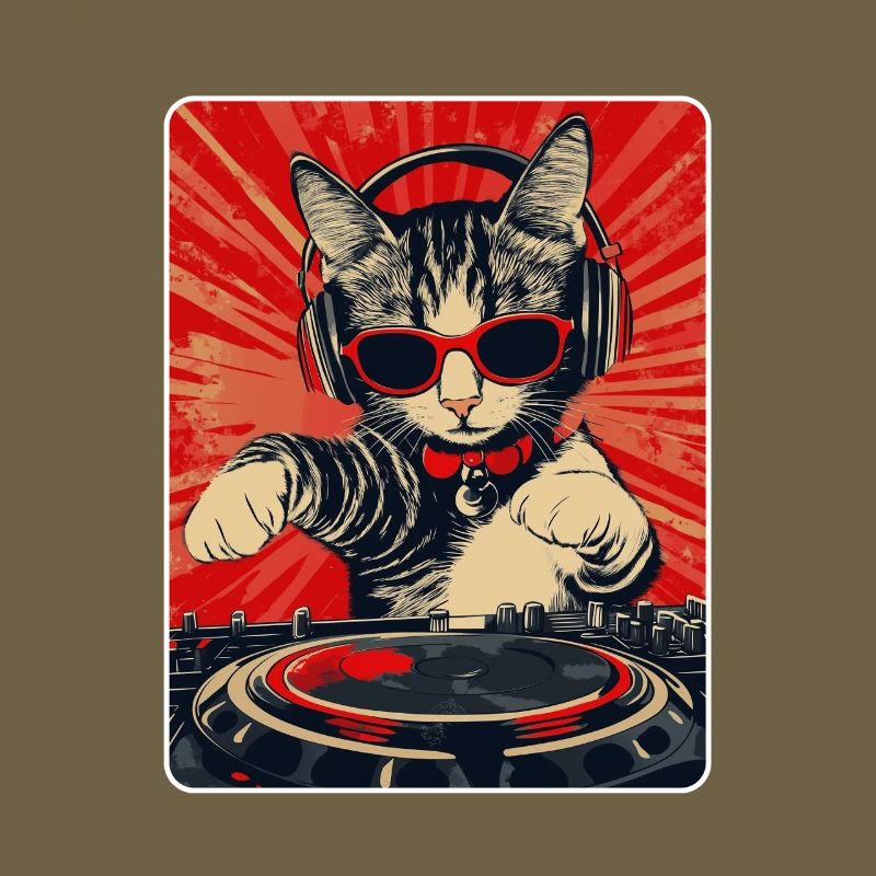 Coole DJ Katze mit Sonnenbrille