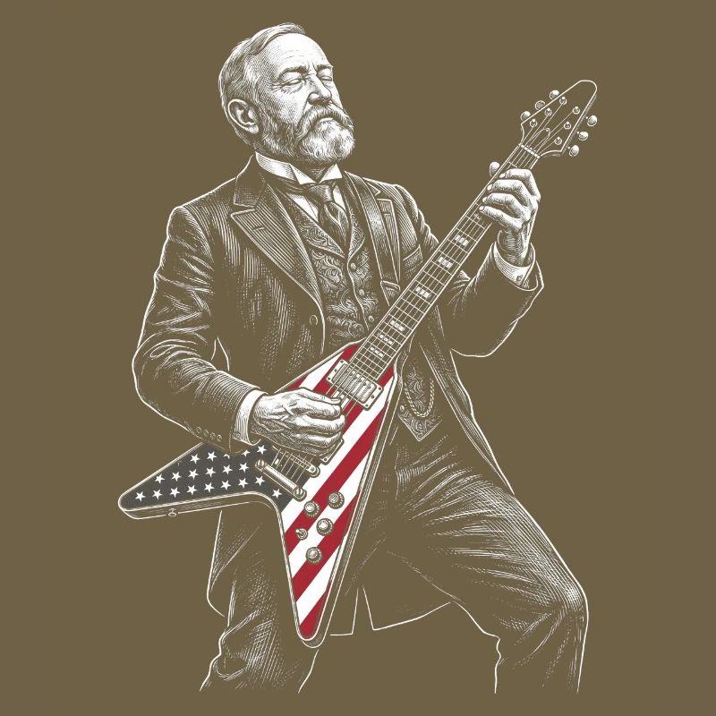 Benjamin Harrison Guitar Hero avec drapeau