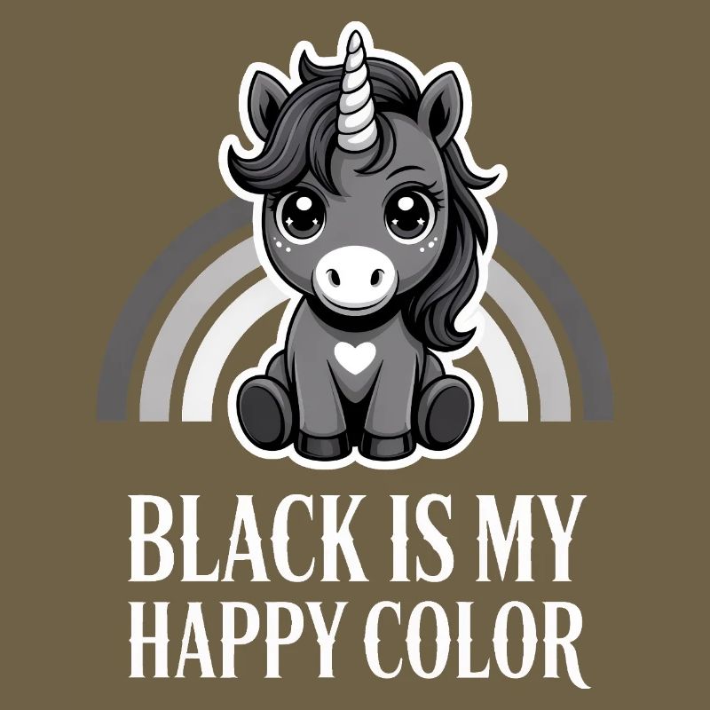 Licorne Noire Joyeuse Couleur