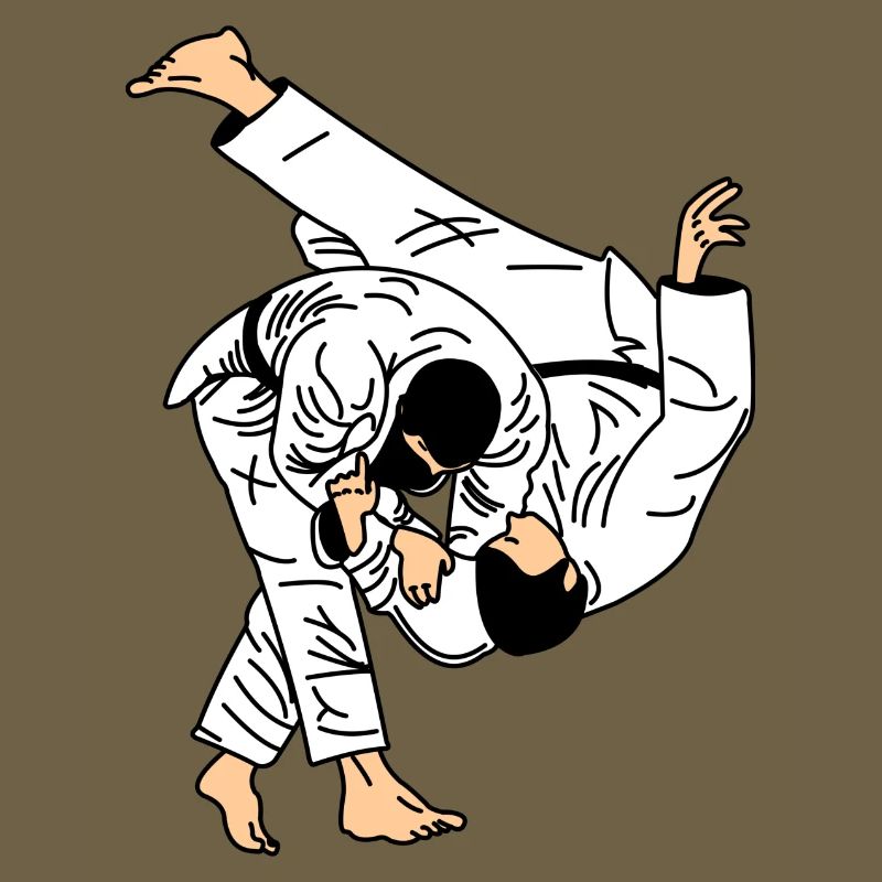 Judo-Wurf im weißen Anzug oder Kimono