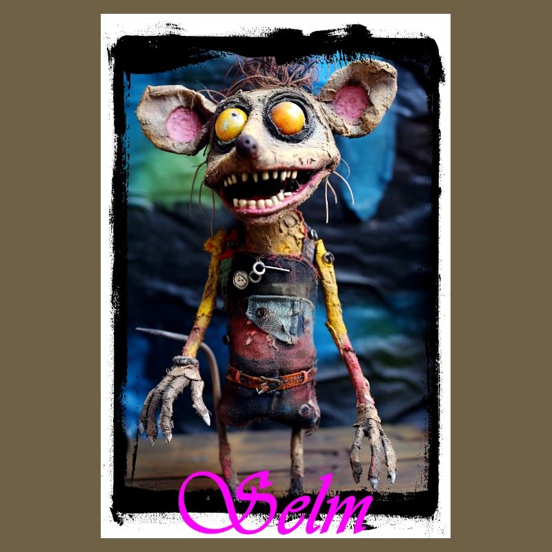 Bizarre creature punk doll with glowing eyes