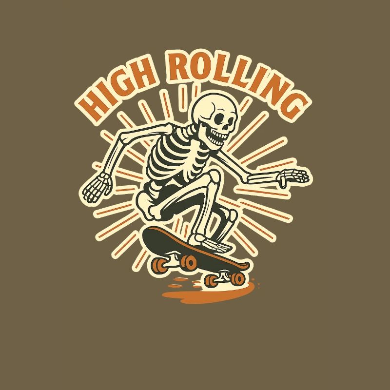 High Rolling Skelett Skateboard