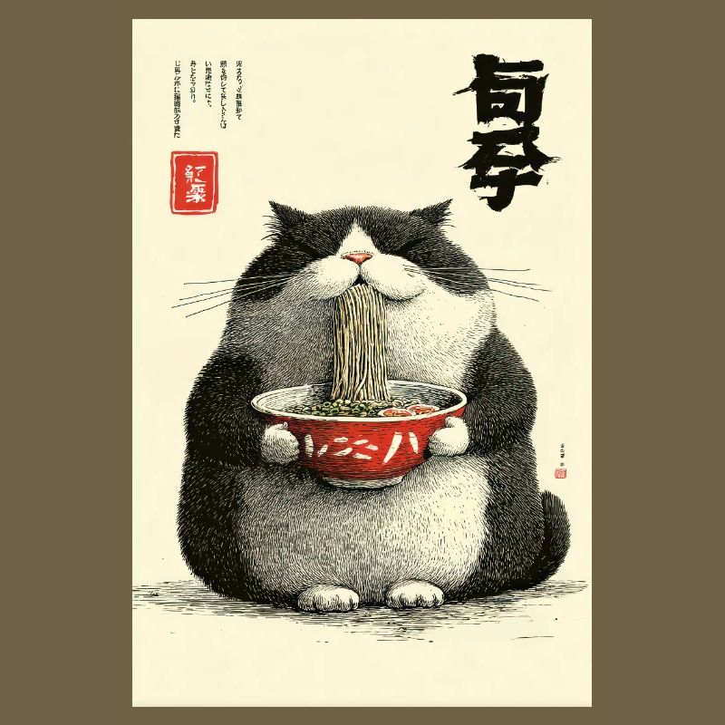 Neko-Nudelfest im Ukiyo-e-Stil