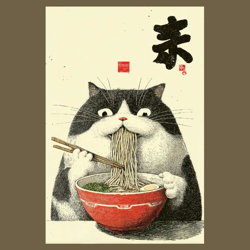 Neko Nudel-Katzen-Ramen Kunst