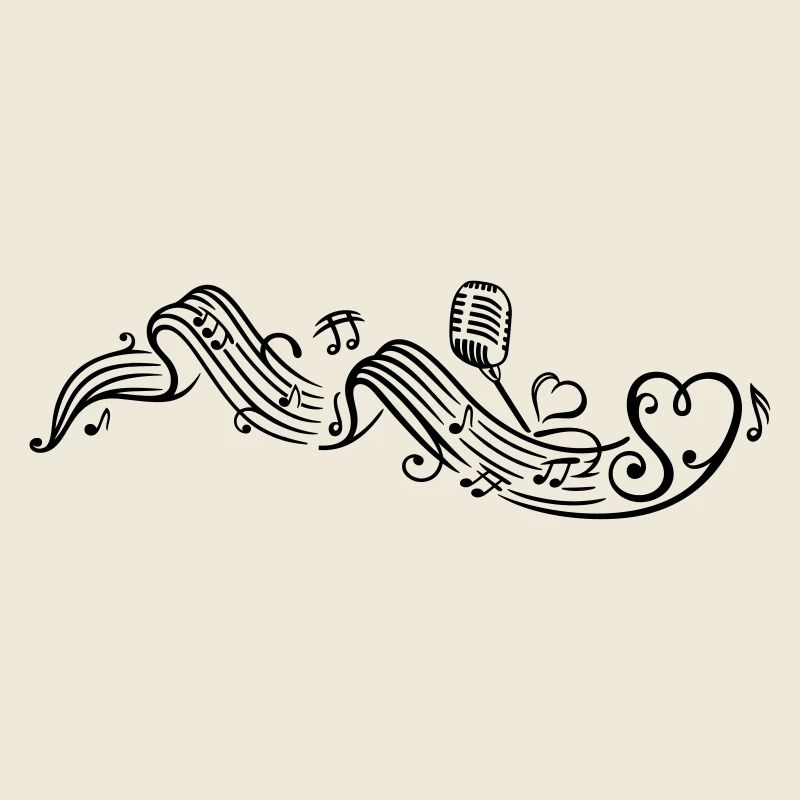 Notenblatt mit microphon, music, notes, clef