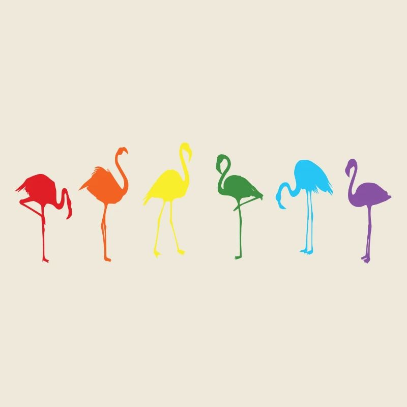 Bunte Flamingo-Silhouetten im Regenbogenfarben