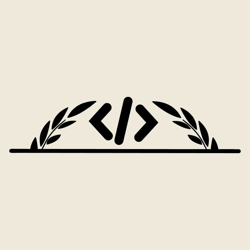 Code logo in half laurel wreath