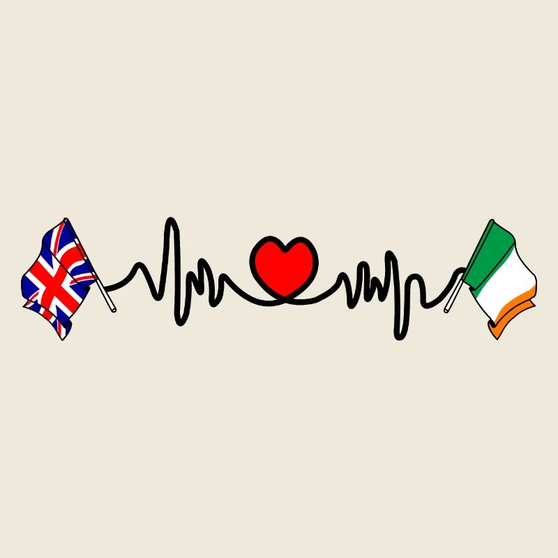 Cardio coeur avec drapeau de l’Angleterre et drapeau de l’Irlande