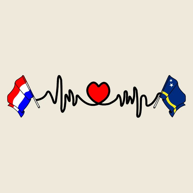 Cardio coeur avec drapeau des Pays-Bas, drapeau de Curaçao