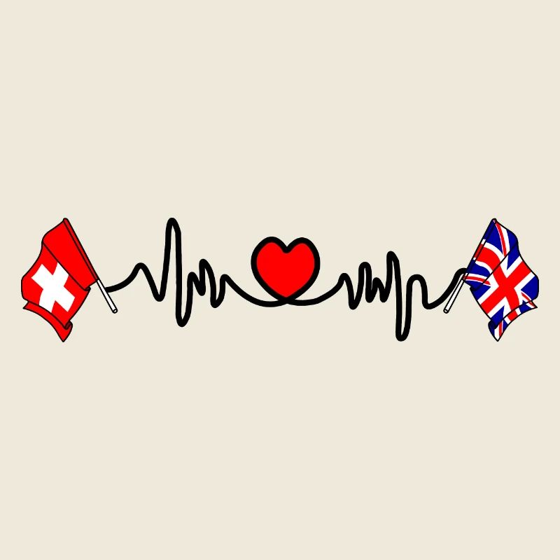 Cardio heart Drapeau Suisse, drapeau Angleterre