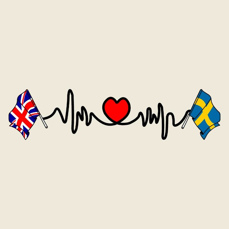 Cardio heart Drapeau Angleterre, drapeau Suède
