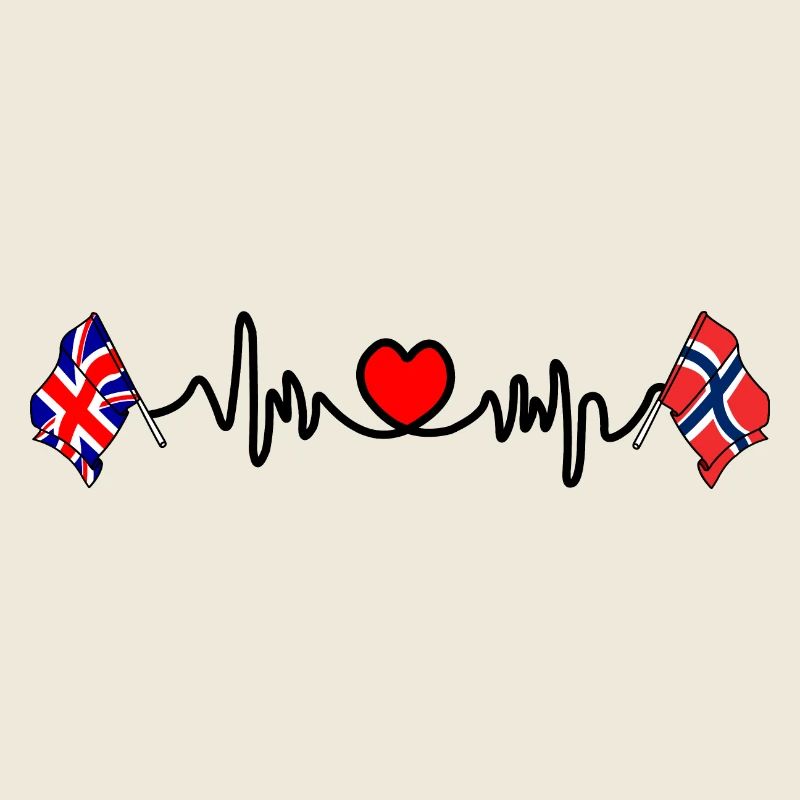 Cardio heart Drapeau Angleterre, drapeau Norvège