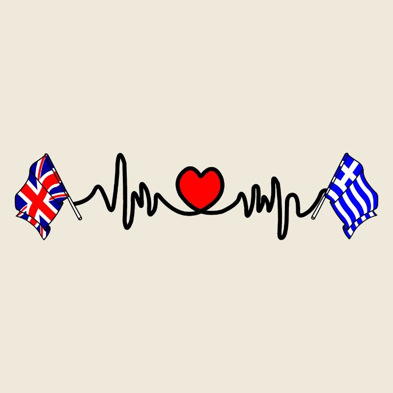 Cardio heart Drapeau Angleterre, drapeau Grèce