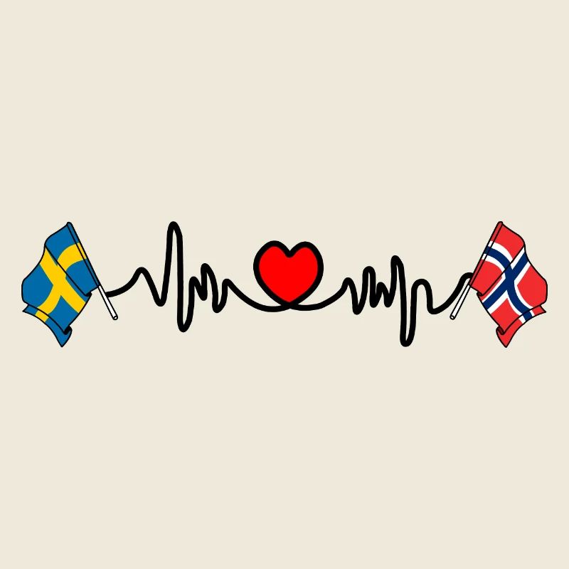 Cardio heart Drapeau Suède, drapeau Norvège