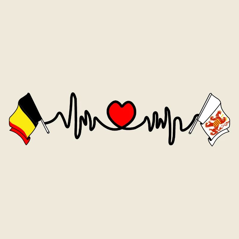 Cardio heart avec drapeau de la Belgique, drapeau du Limbourg