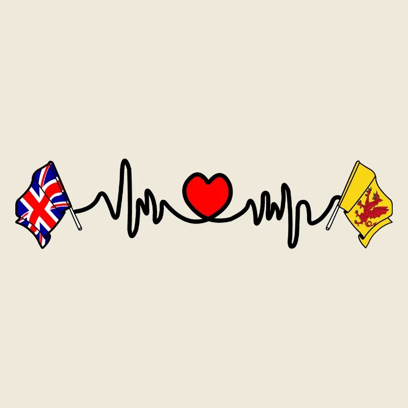 Drapeau Omerset + Battement de cœur + Drapeau britannique