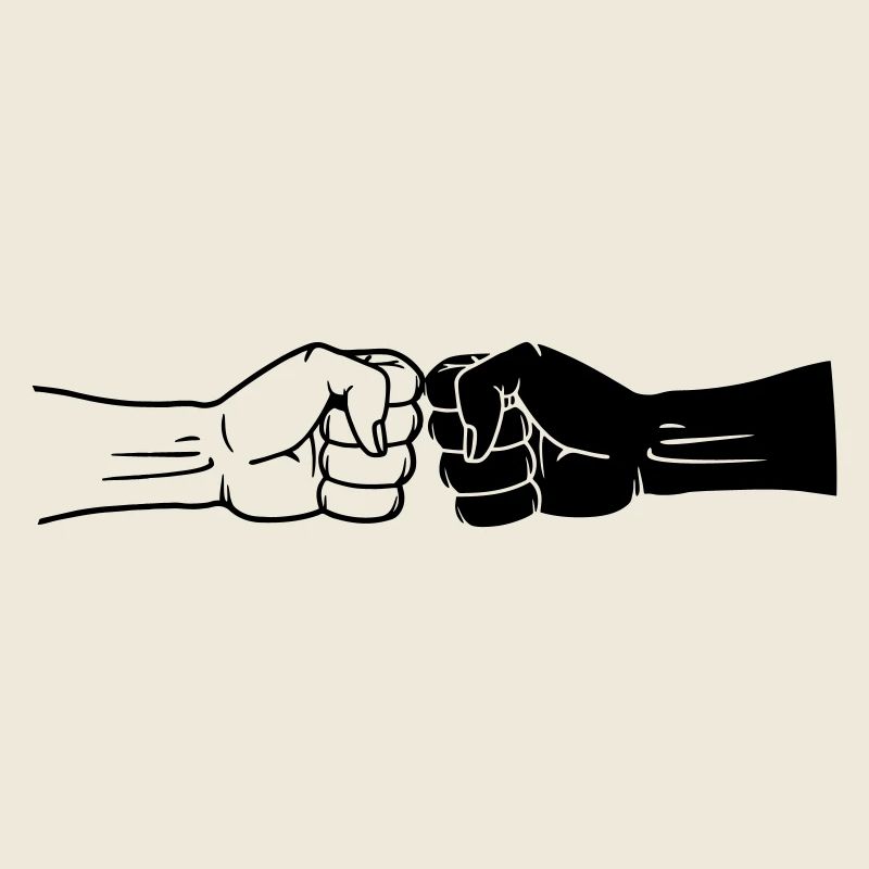Fists black and white work together