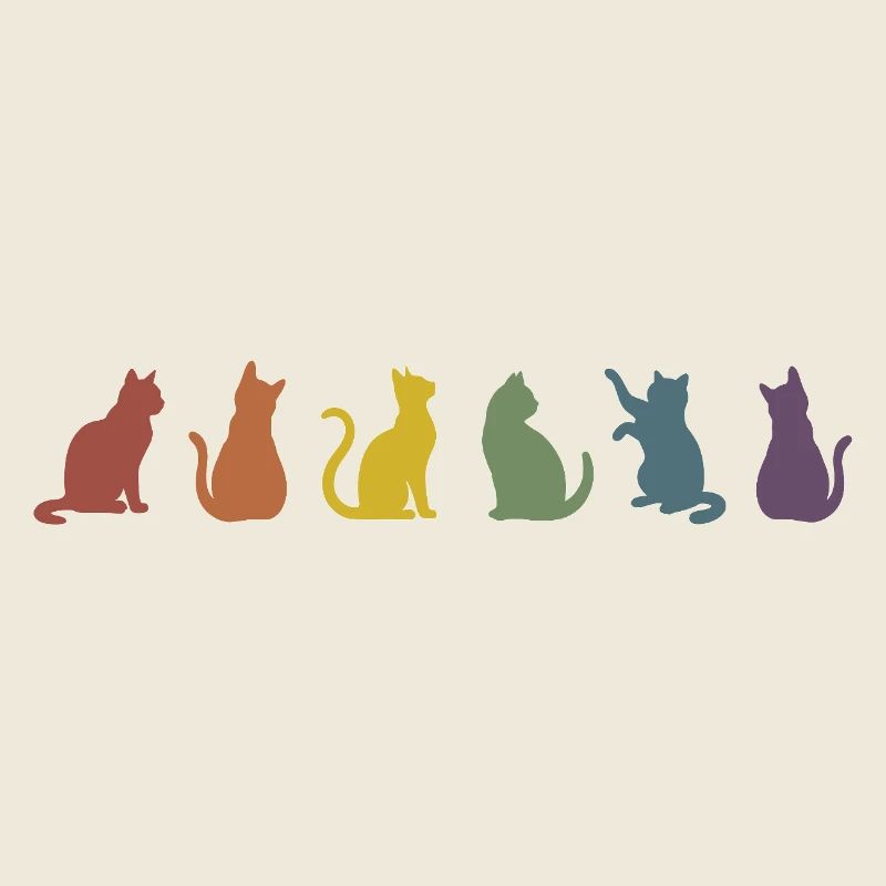 Bunte Pride Katzen Silhouetten 
