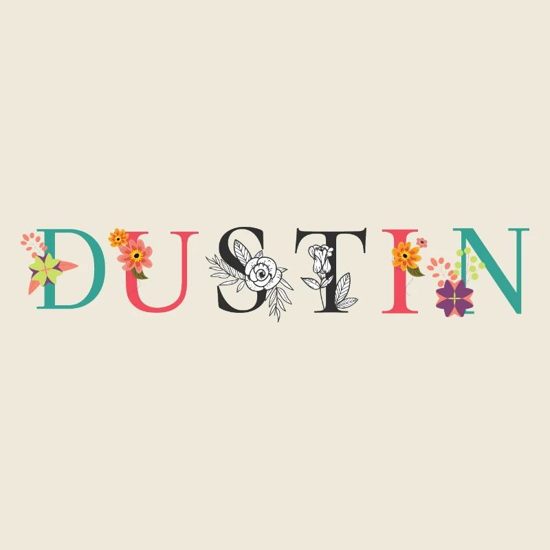 DUSTIN Nom Art avec fleurs brodées