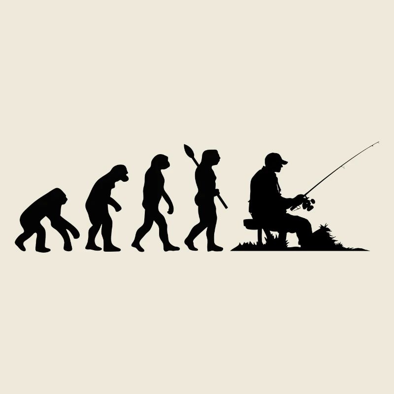 Lustige menschliche Evolution Fischer Angelliebhaber