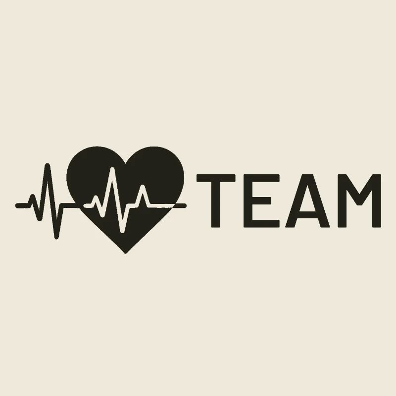 Herz-Wellensymbol mit Teamtext