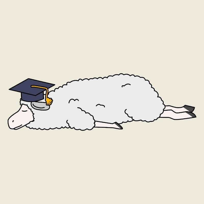 Cute Sleeping Sheep Graduation Cap Lazy College Gr
