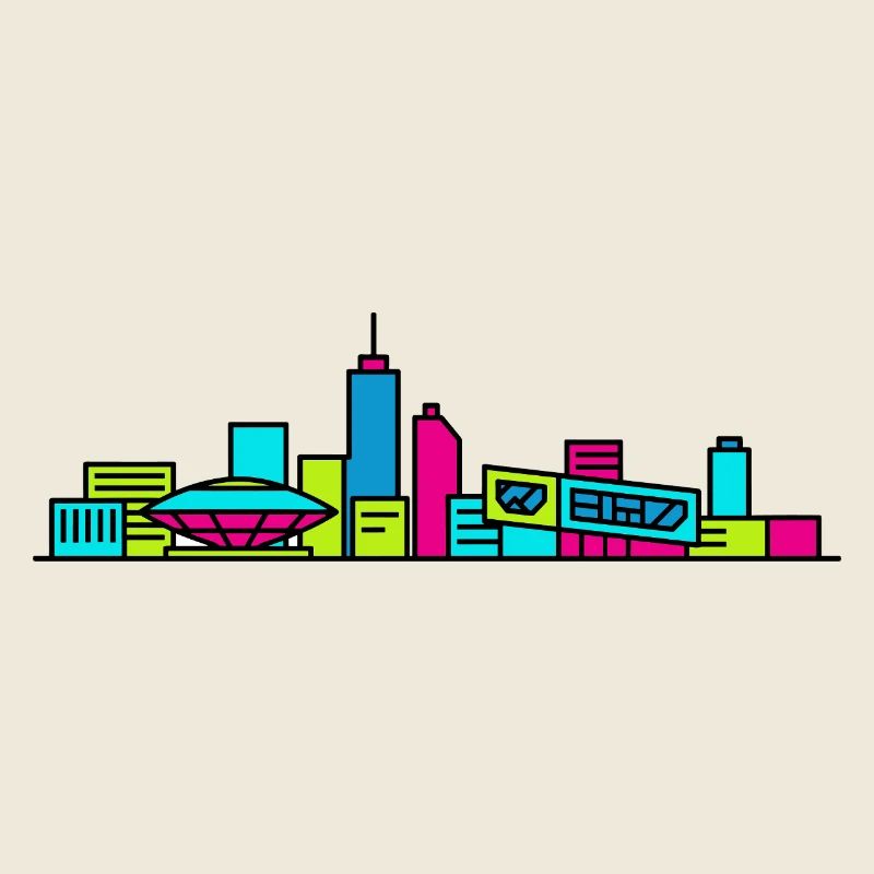 Eindhoven City Skyline Evoluon Moderne Linienkunst