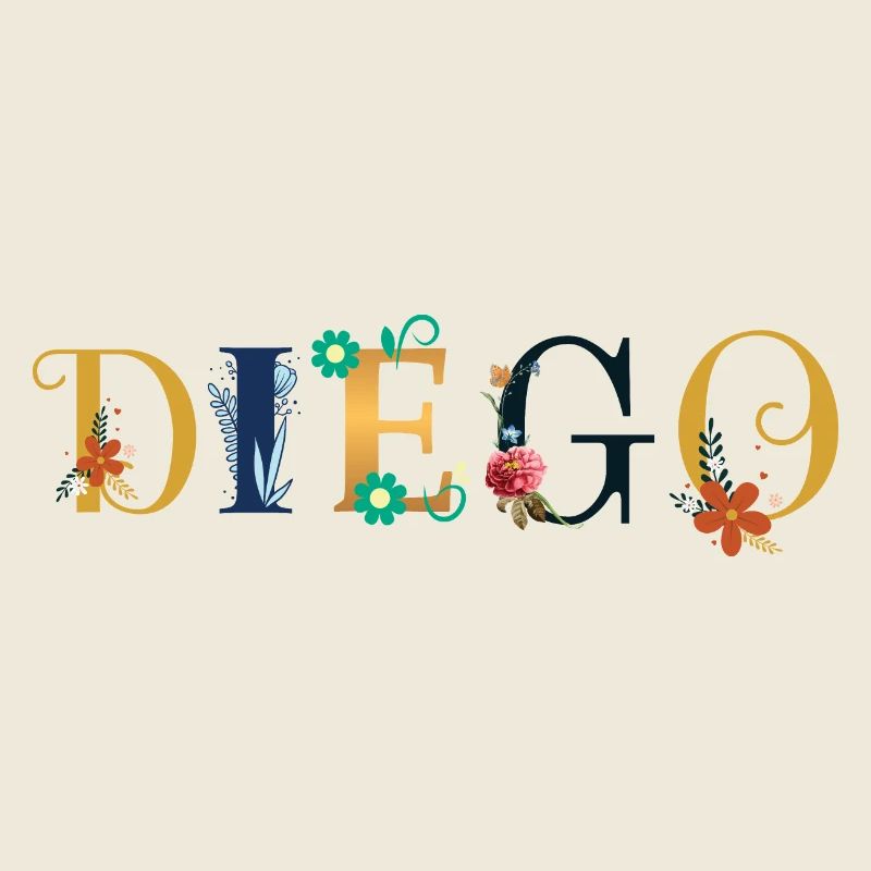 Nom DIEGO orné de fleurs