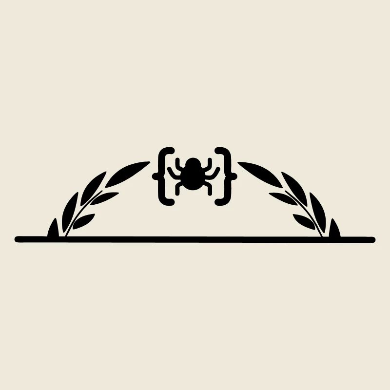 Code-Logo-Spinne im halben Lorbeerkranz