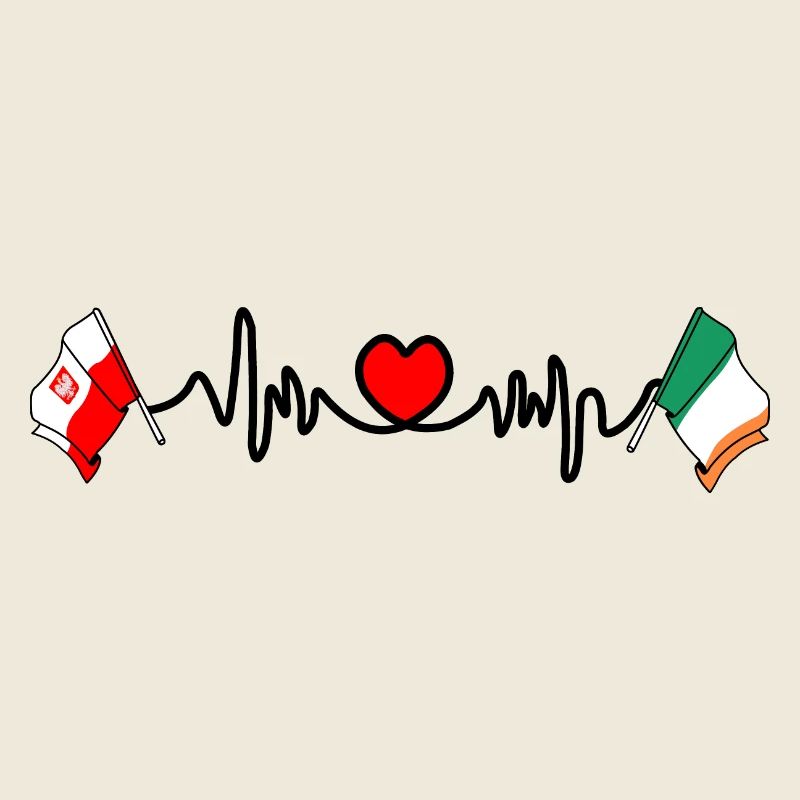 Cardio heart Drapeau Pologne, drapeau Irlande