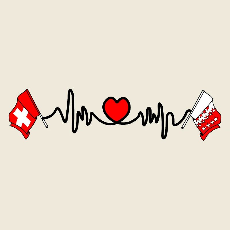Cardio cardiaque Drapeau Suisse et drapeau Valais