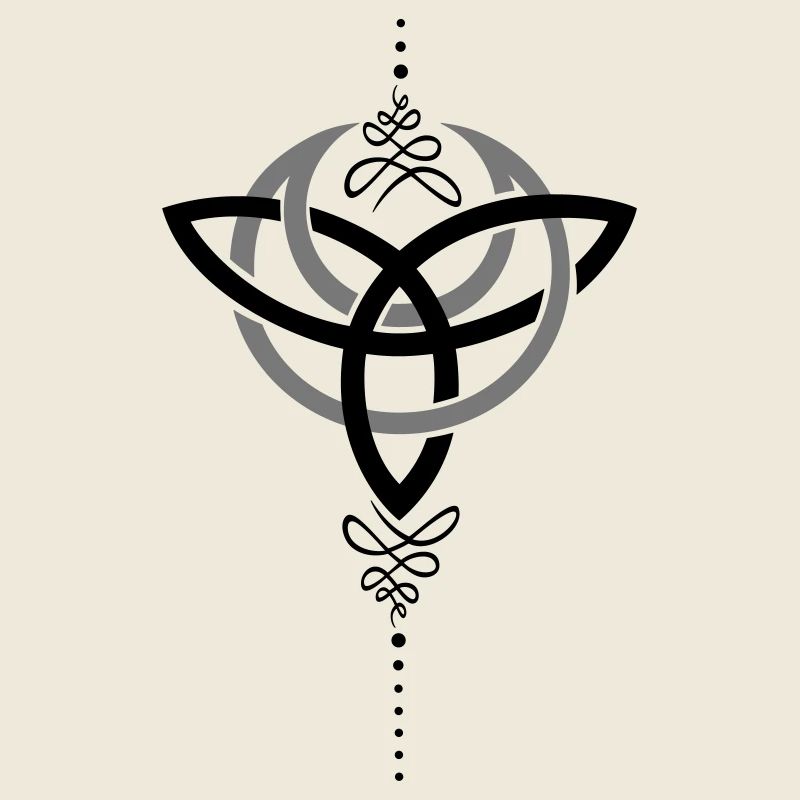 Lune celtique, croissant de lune avec le symbole de la Trinité.