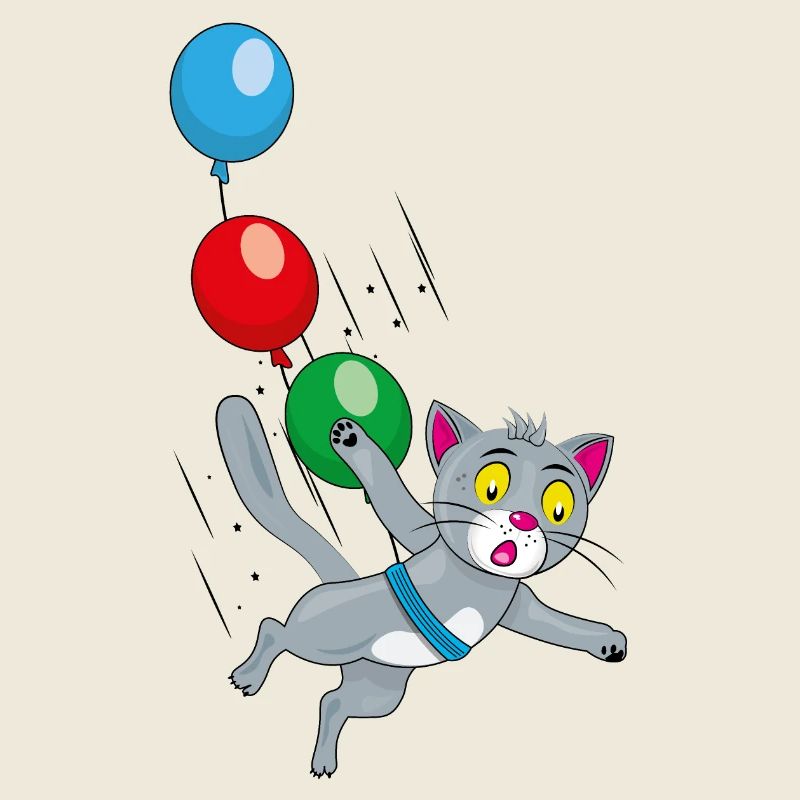 cat with balloons from children's party decorations